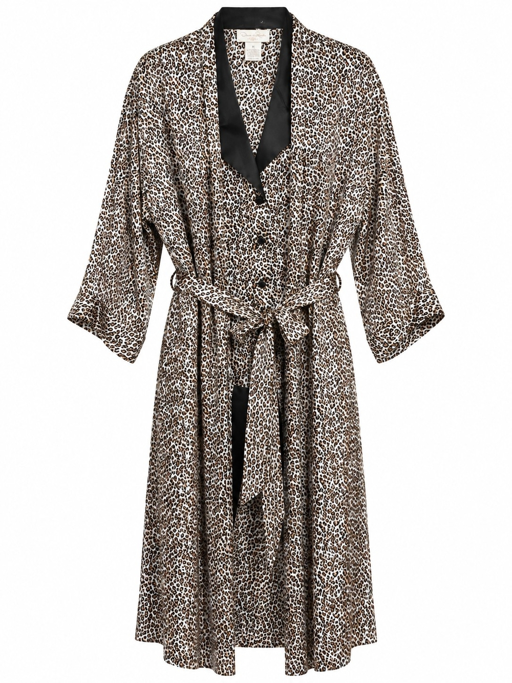 Leopard Print Robe and Shorty Pajamas with Black Trim - Women's Intimates - NWT